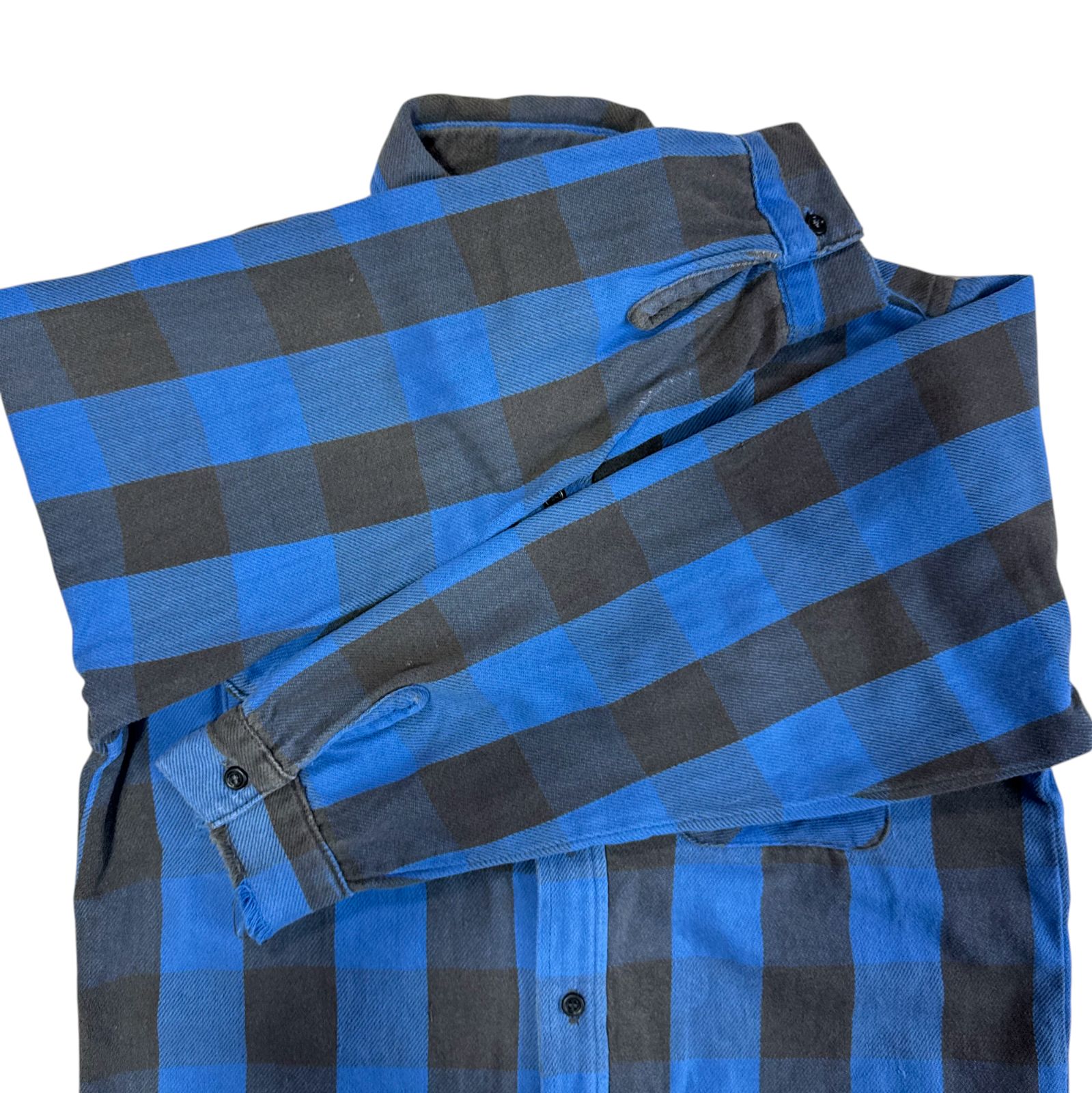 70s - 80s FIVE BROTHER ヘビーネルシャツ 青 黒 ブルー ブロック