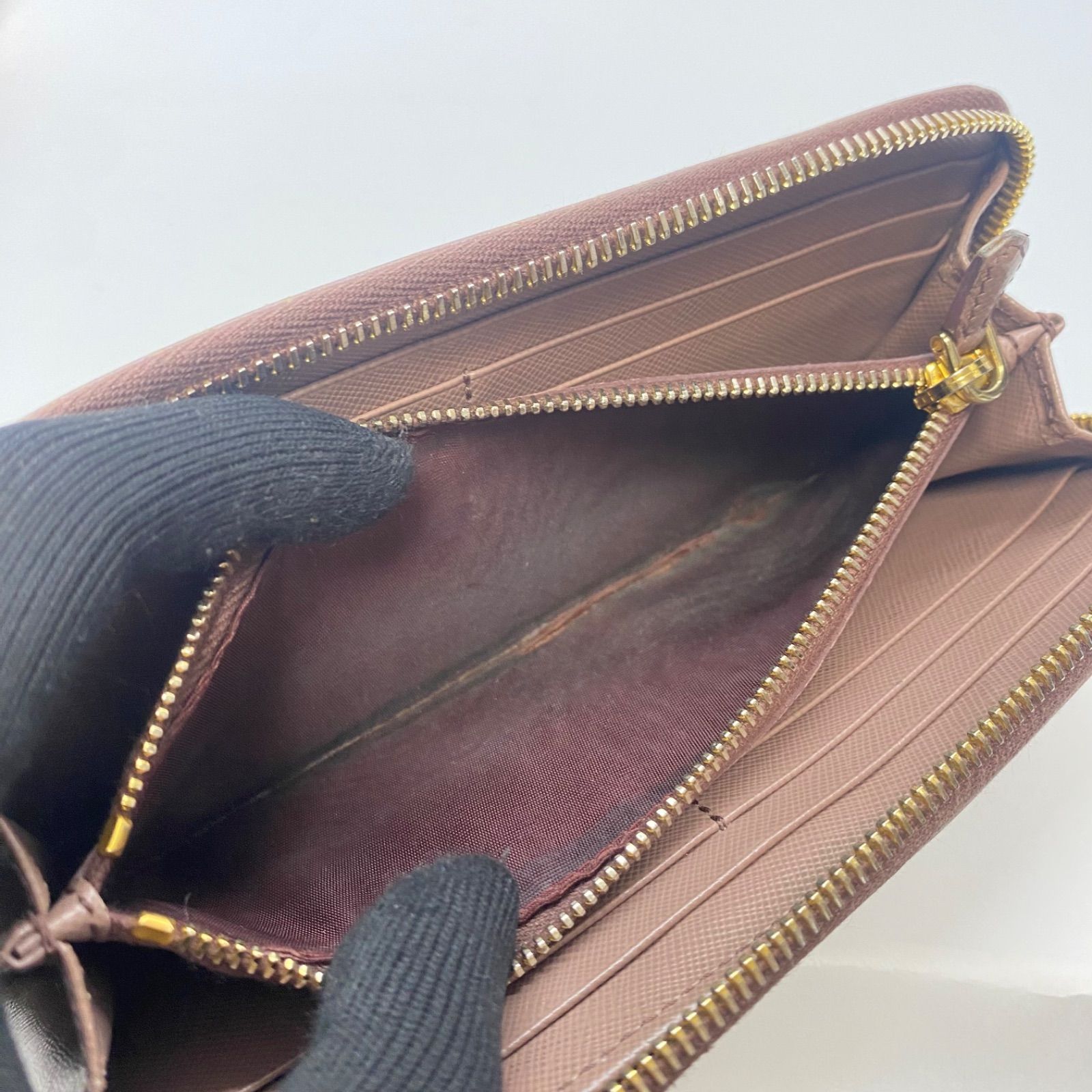 3328 PRADA プラダ 長財布 サフィアーノレザー L字ジップ レザー