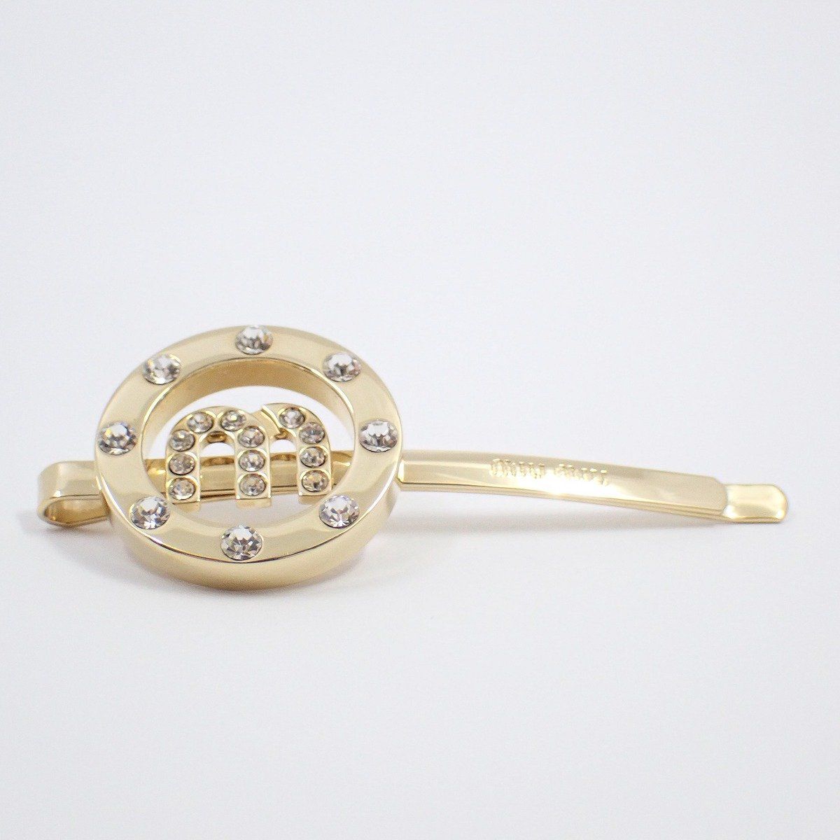 miumiu ミュウミュウ ロゴ サークル ヘアピン ゴールド色金具/ライン