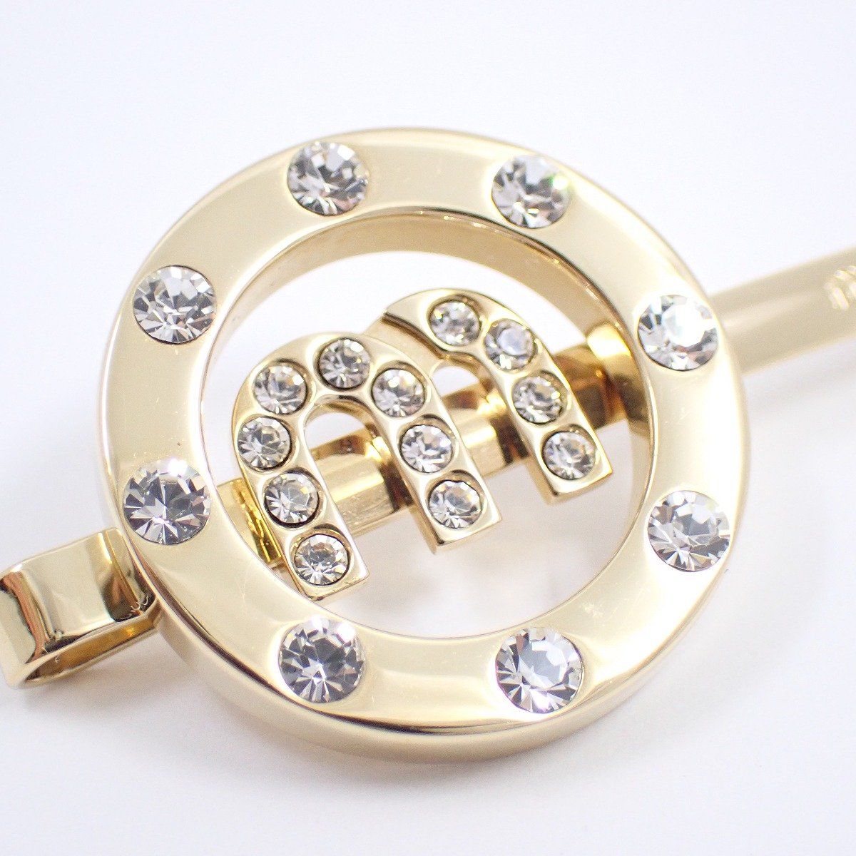 miumiu ミュウミュウ ロゴ サークル ヘアピン ゴールド色金具/ライン