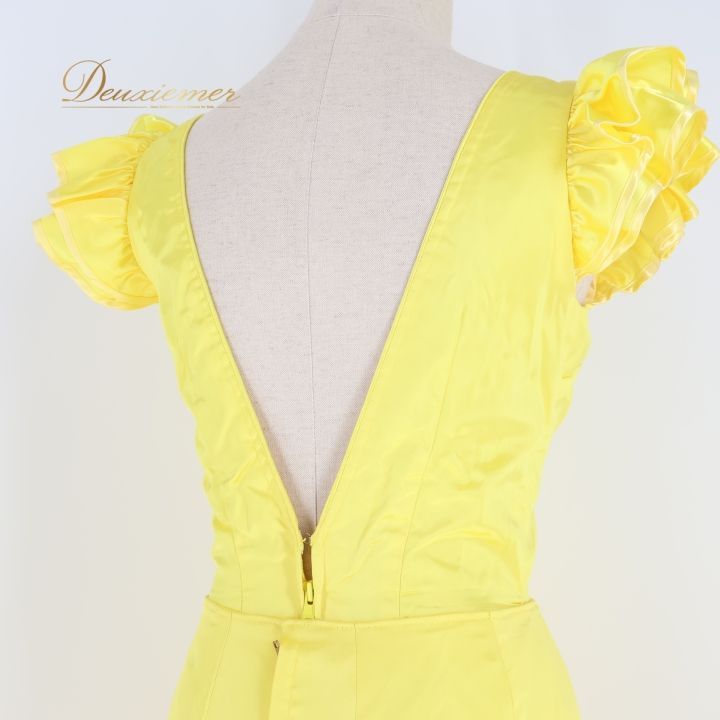 フラメンコ 衣装 ツーピース セットアップ ボランテ フリル 無地 黄色