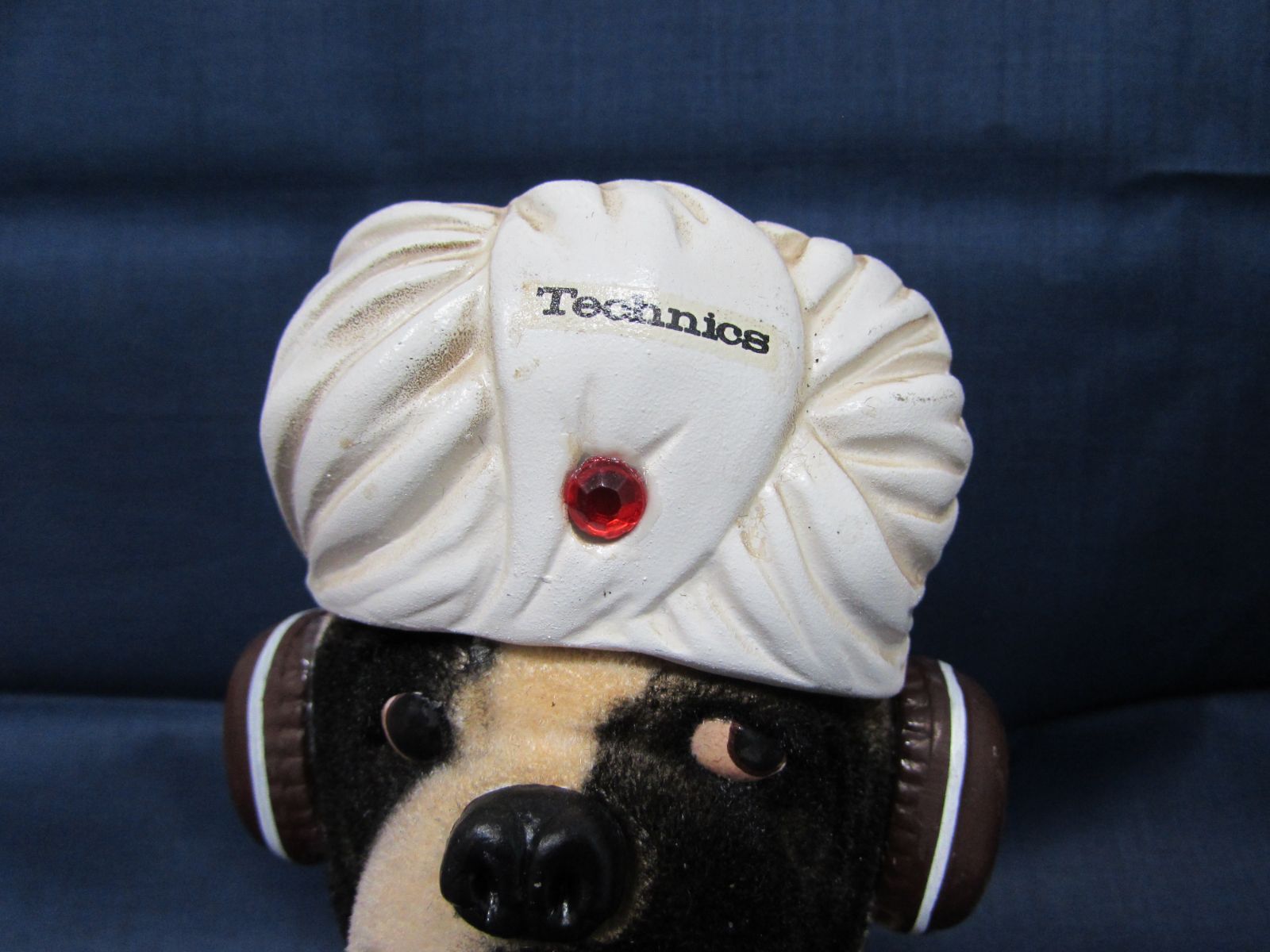  昭和レトロ Technics テクニクス ブルドック 犬 トルコ帽 ターバン 置物 陶器製 フロッキー素材 非売品 2個おまとめセット アクセサリースタンド 置物 インテリア小物
