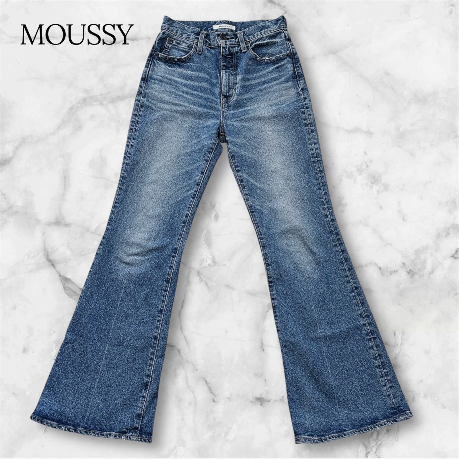 MOUSSY MVS FLARE DENIM MVS フレアデニム ストレッチ フレアパンツ 25