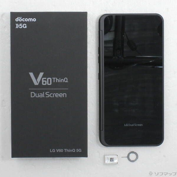 中古品〕 LG V60 ThinQ 5G 128GB ザ ブラック L-51A docomoロック解除