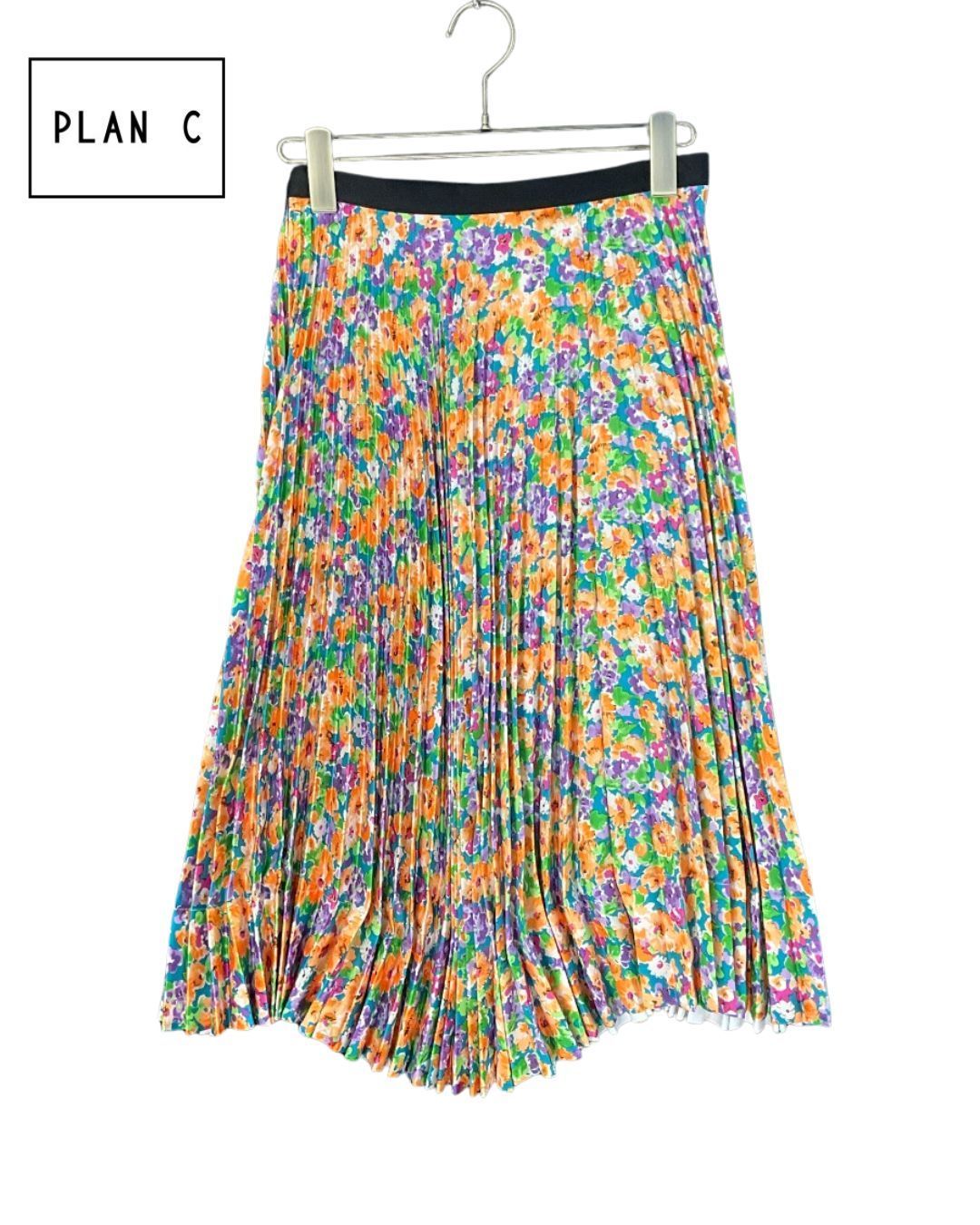 新品 PLAN C プランシー フラワープリーツスカート 40 マルチカラー