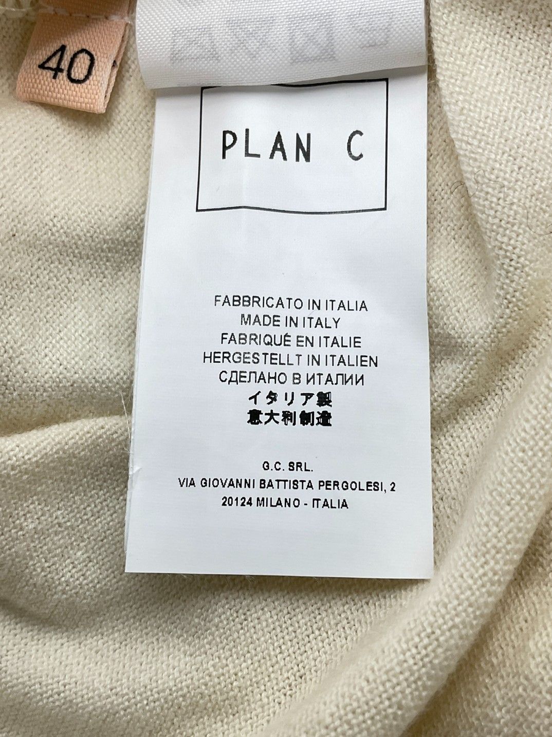 新品 PLAN C プランシー コットンカシミアドレープニット 40 クリーム