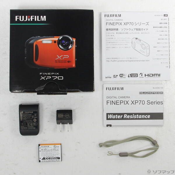 中古品〕 FinePix XP70 OR (1640画素／5倍／防水／オレンジ／SDXC