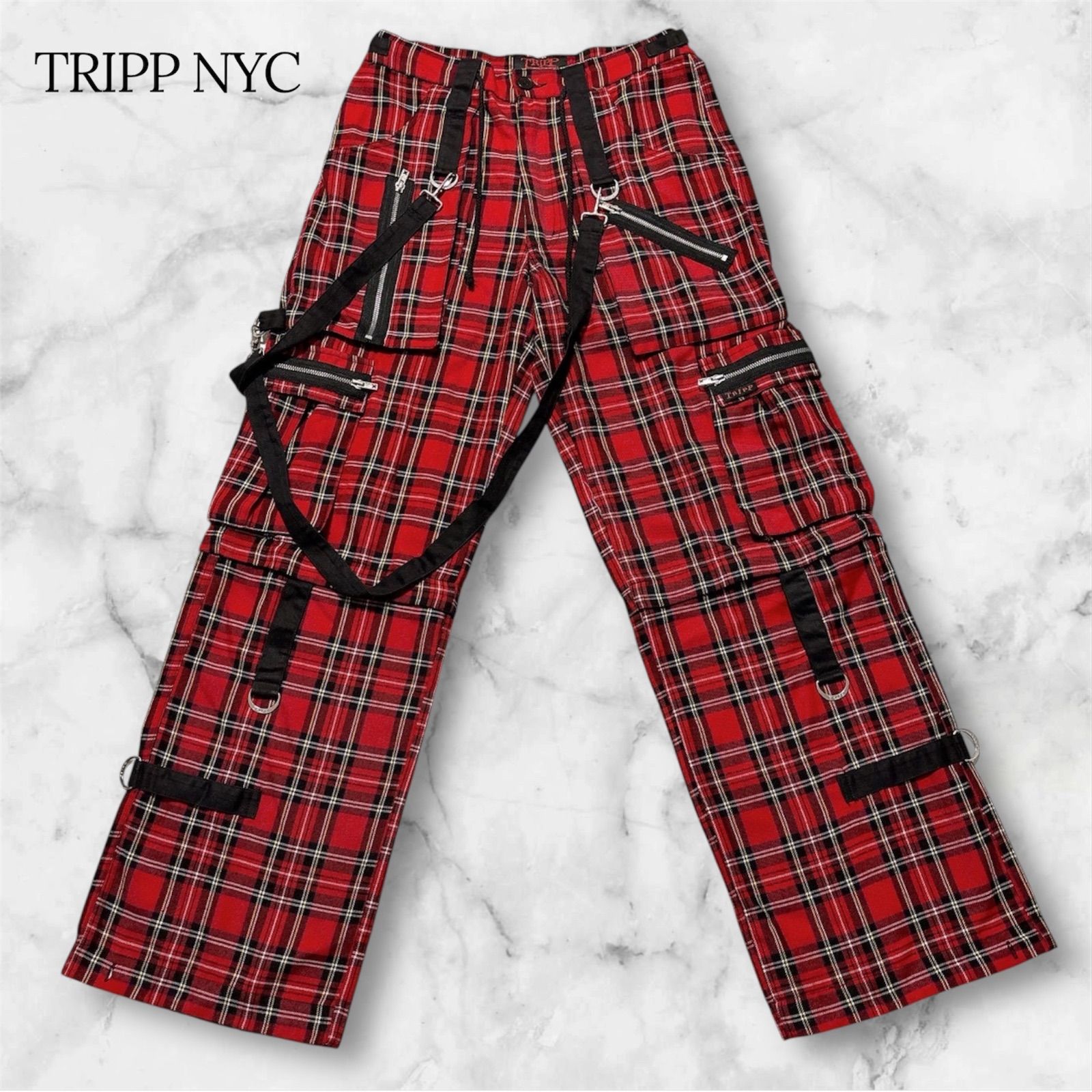 希少 Trip nyc y2k チェック ボンテージパンツ グランジ アーカイブ