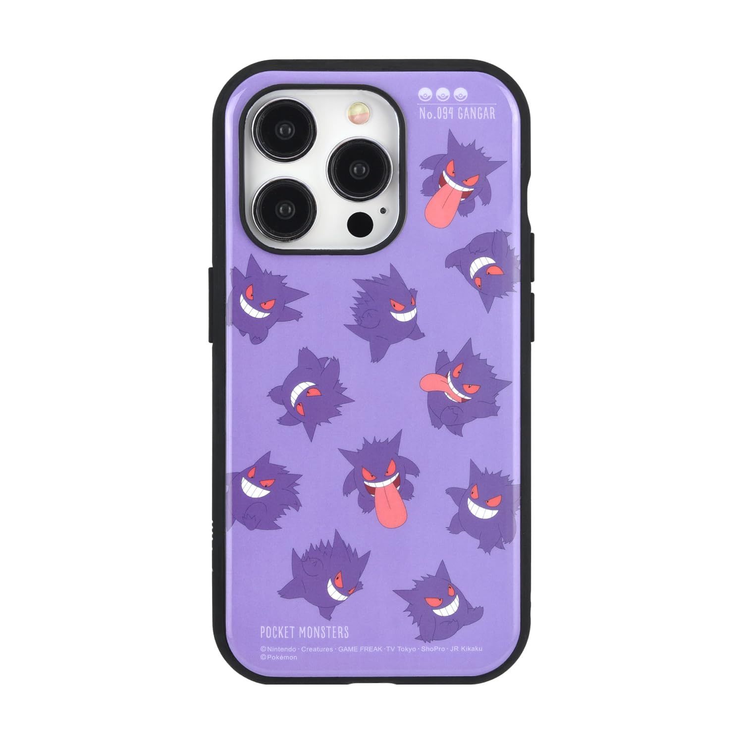新品 グルマンディーズ ポケットモンスター IIIIfit(イーフィット) iPhone15 Pro 対応 ケース ゲンガー POKE-867B