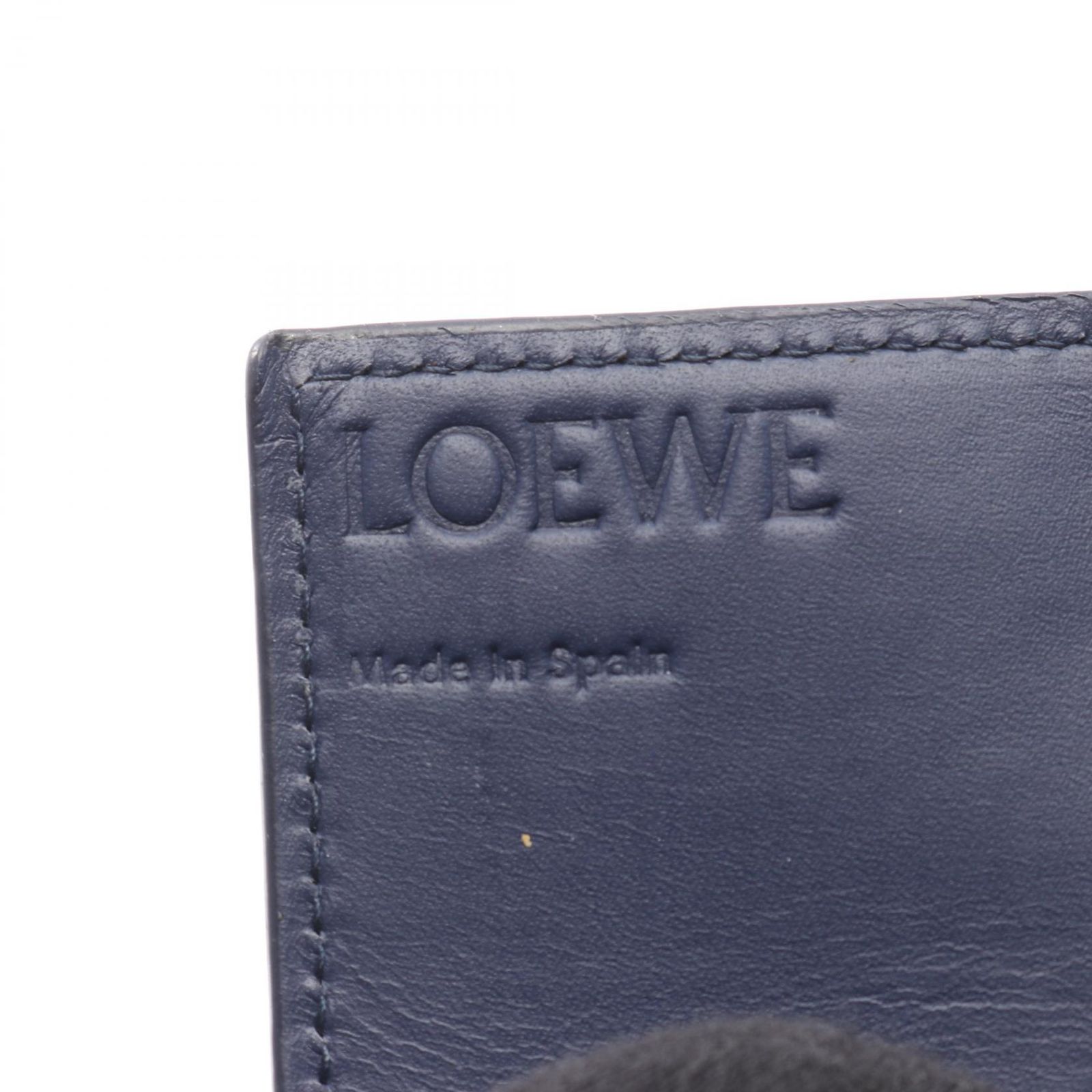 ロエベ LOEWE カードケース LINEN リネン アナグラム ネイビー レザー