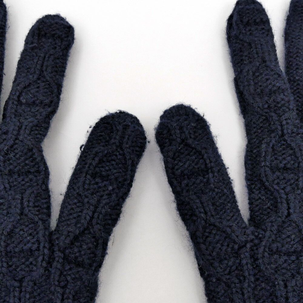 名東】エルメス 手袋 トリ マイヨン グローブ ネイビー Sサイズ