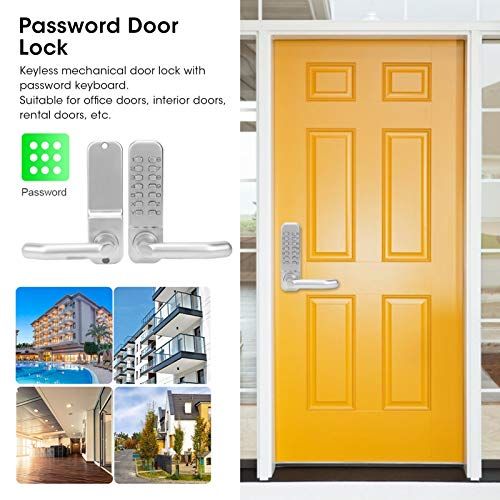 迅速に発送 Hilitand 機械式ドアロック 暗証番号式 4 7桁 レバー錠 デジタルドアロック キーパッド付き 防水 バッテリー不要 住宅 アパート マンション ホテル 盗難防止 ボタン式 暗証番号錠 c 92 de ee