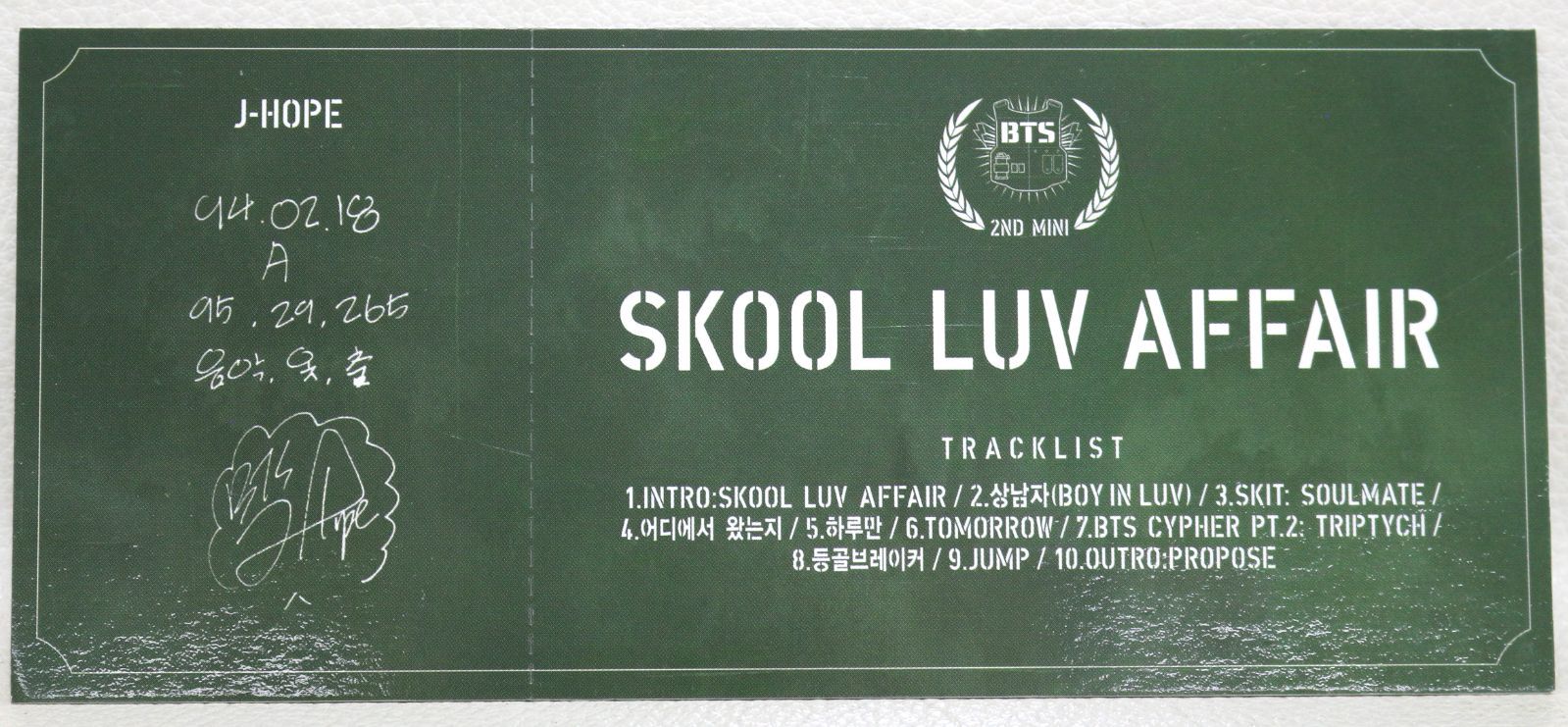BTS J-HOPE チケット風カード SKOOL LUV AFFAIR - メルカリ