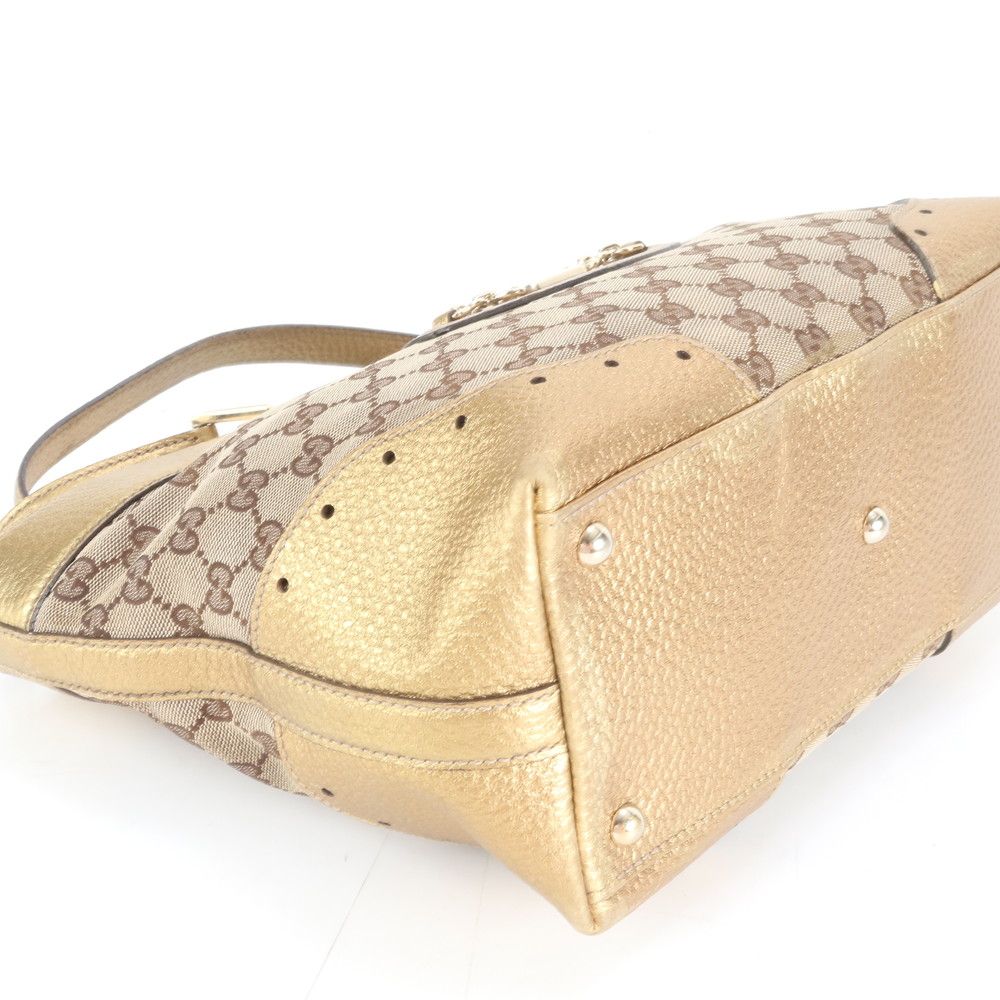 美品 グッチ GGキャンバス 145993 レザー トート バッグ 肩掛け