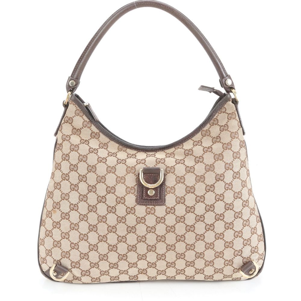 美品 グッチ GG キャンバス アビー 130737 レザー ショルダーバッグ