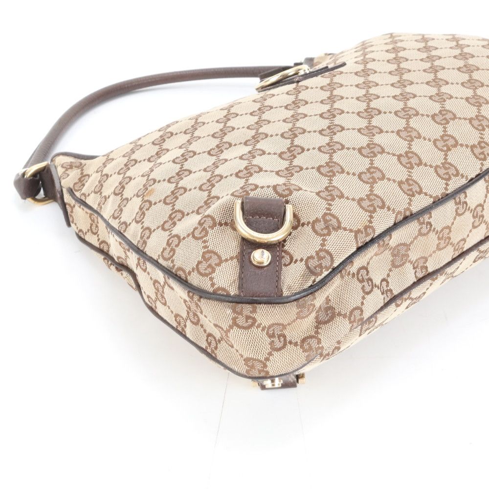 美品♪︎GUCCI ショルダーバッグ アビーライン キャンバス レザー GG柄 美品 グッチ GG キャンバス アビー 130737 レザー ショルダーバッグ