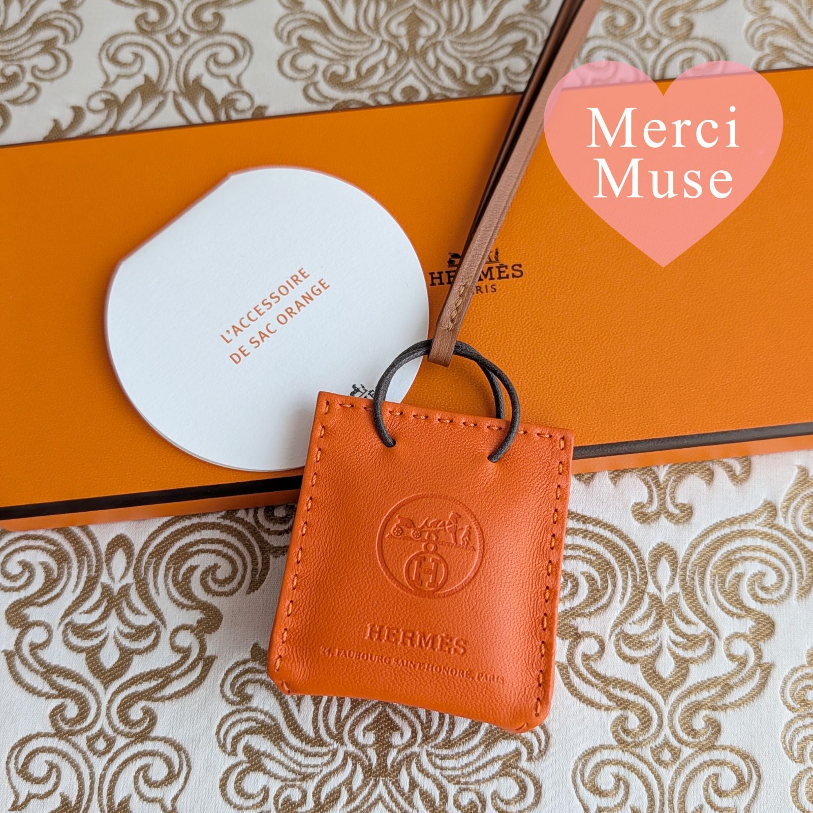 ❤未使用品❤サックオランジュ フー オレンジ バッグチャーム エルメス 箱付き ❤お得なお品❤サックオランジュ オレンジ バッグチャーム エルメス