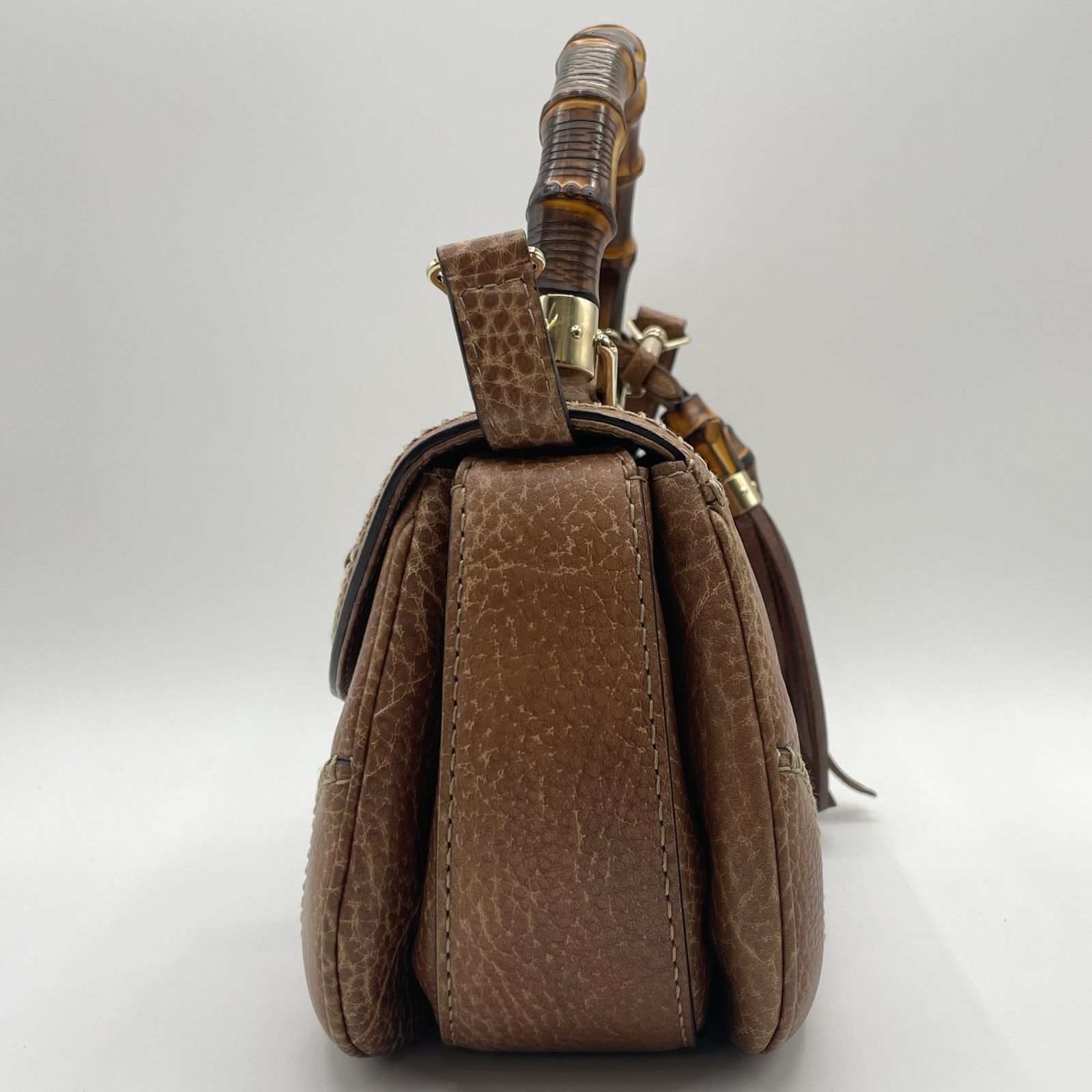 GUCCI グッチ バンブー ターンロック ハンドバッグ 224964 レザー