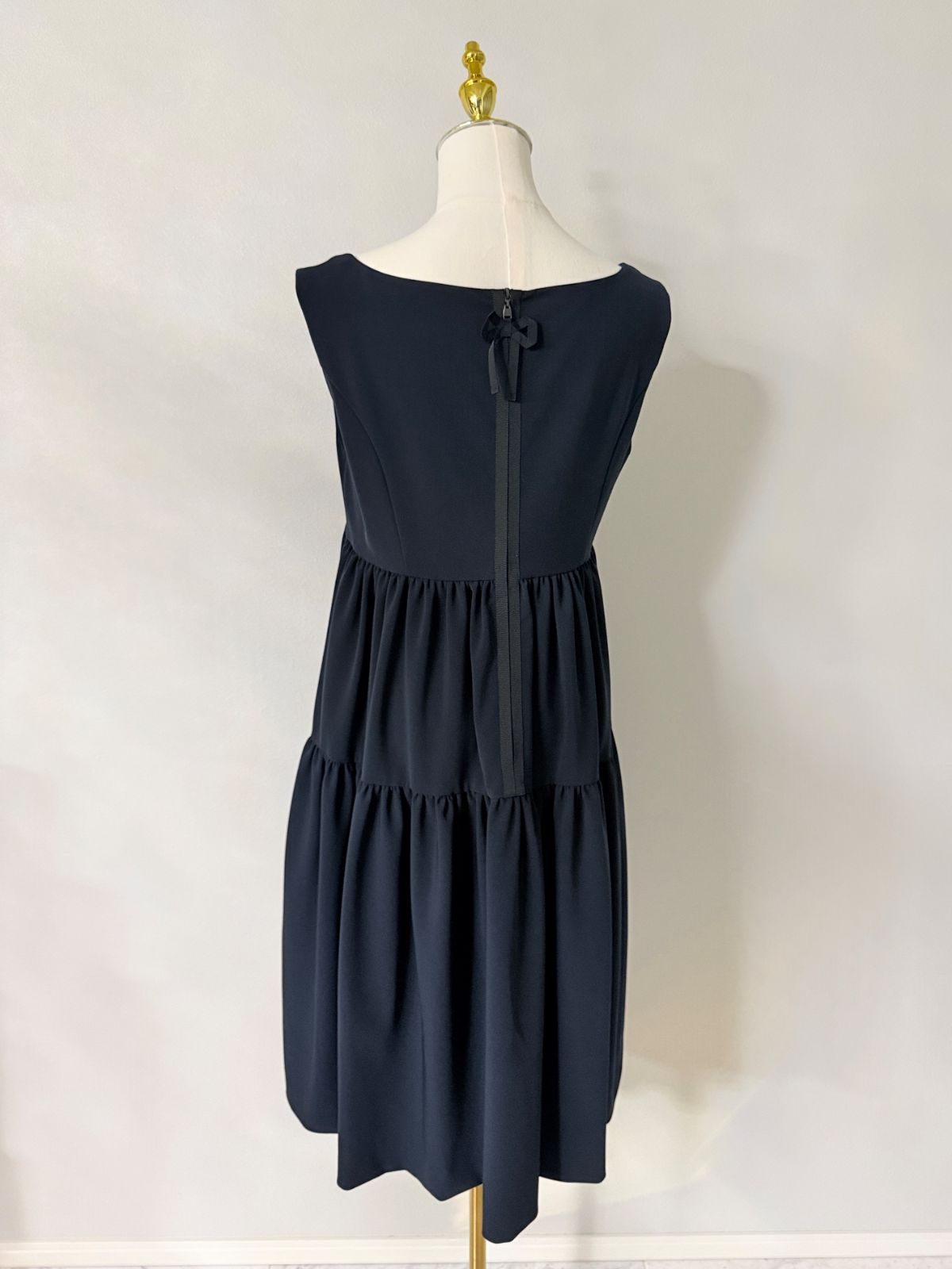 美品FOXEY /フォクシー レディエンパイア ワンピース42 ネイビー