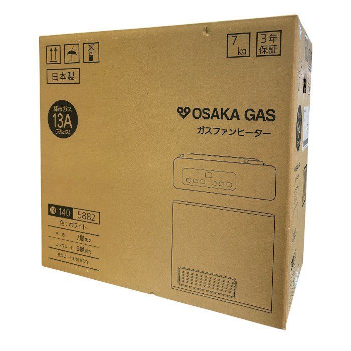 未開封品 大阪ガス ガスファンヒーター ホワイト 都市ガス用 13A 木造7