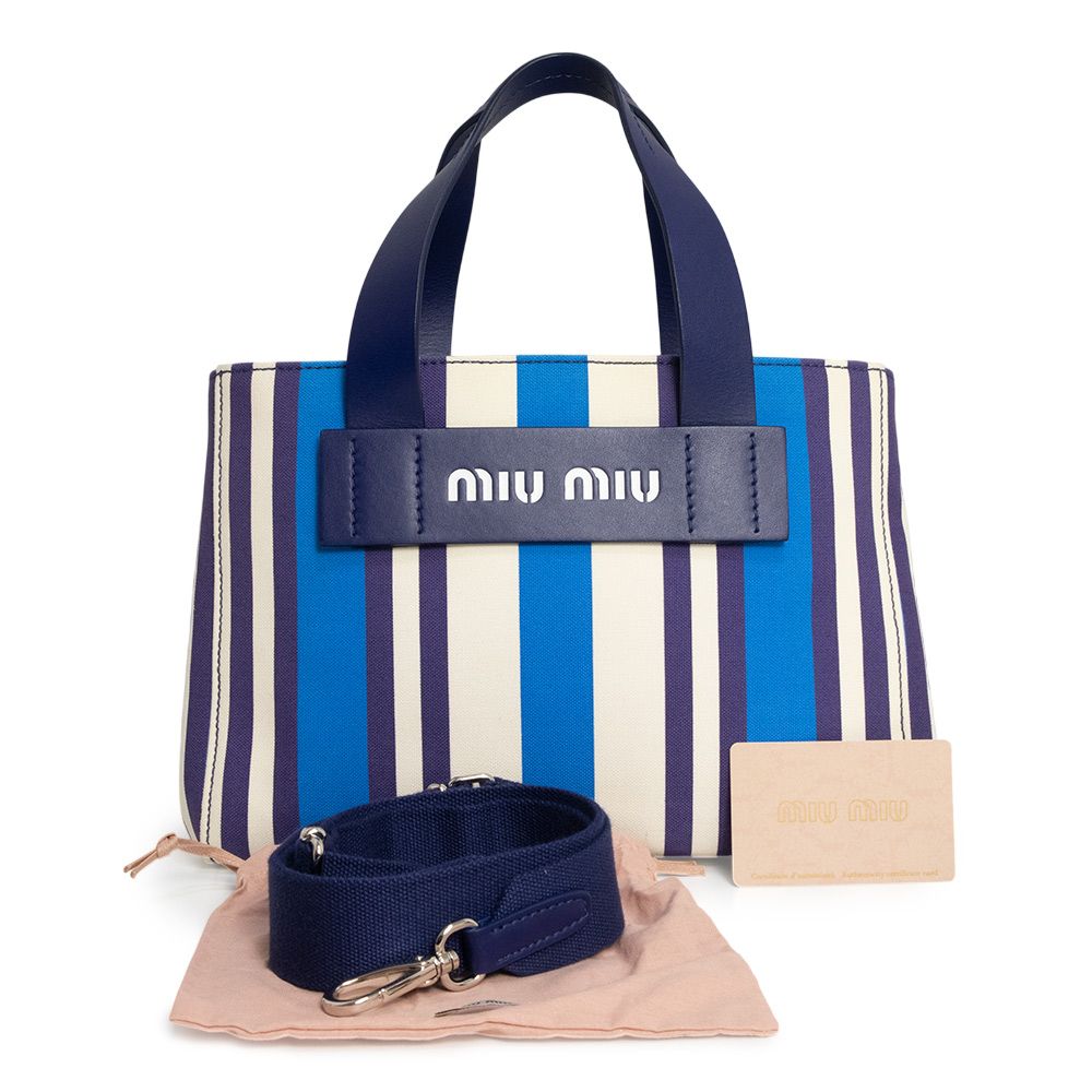 ミュウミュウ 5BA085 CANAPA カナパ ストライプ トート 2Way 斜め掛け