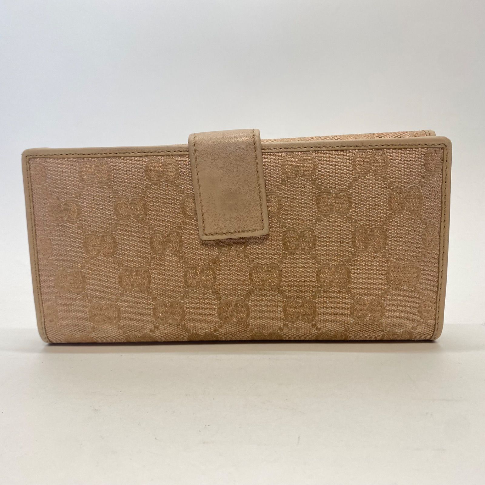 3353 GUCCI グッチ 長財布 ハートロゴ ピンク系 GG キャンバス レザー 