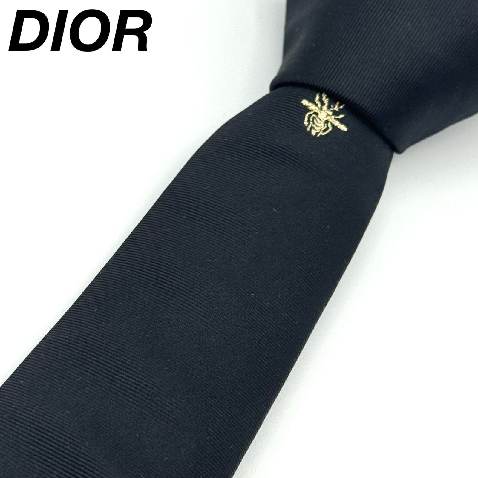 DIOR 黒 ビー 蜂 ワンポイント ロゴ 無地 ナロータイ 1-36-72 - メルカリ
