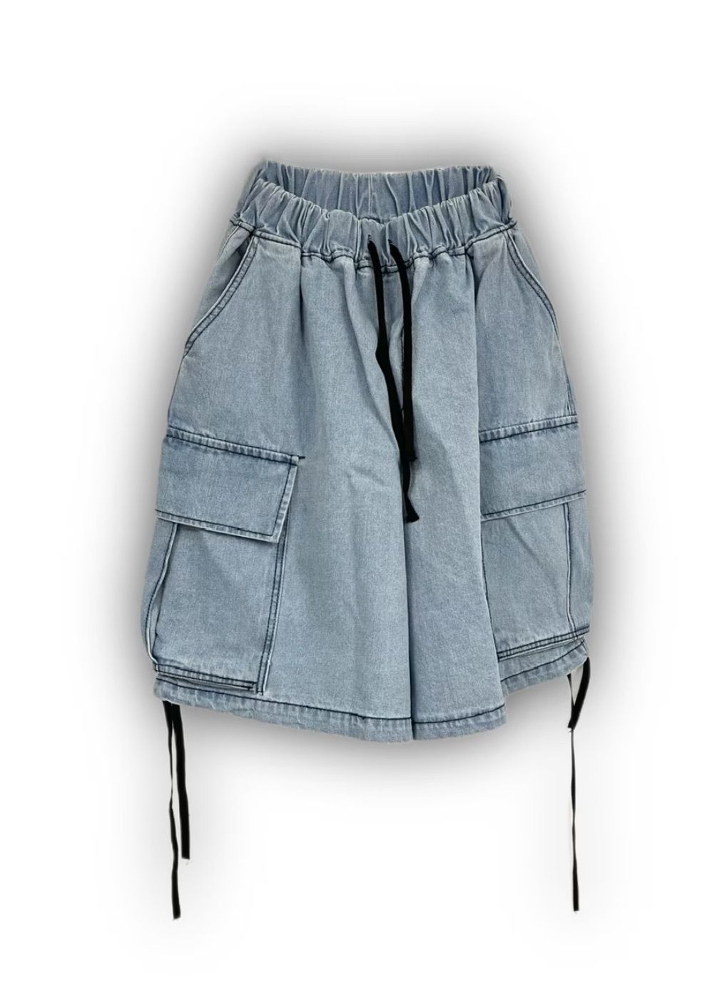 受注制【Never mind the XU】denim wide half pants (2color 