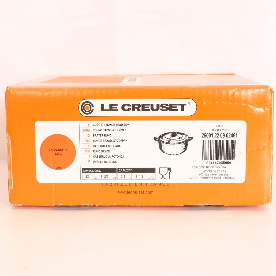 ル クルーゼ ココット ロンド 22 cm オレンジ 25001 09 ホーロー 両手鍋 本体 両手鍋 鍋 グリル