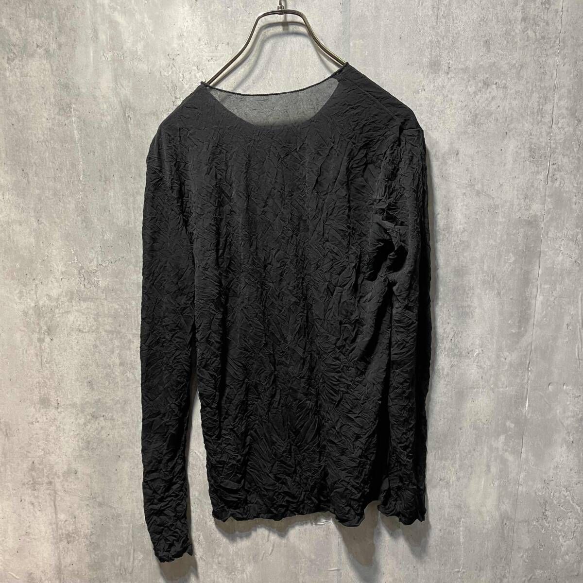 【希少❤︎美品】 イッセイミヤケ 長袖　トップス　シワ加工　ブラック　黒Ｌ　伸縮性 90s archive ISSEY MIYAKE シワ加工カットソー IM61-JK104 サイズM