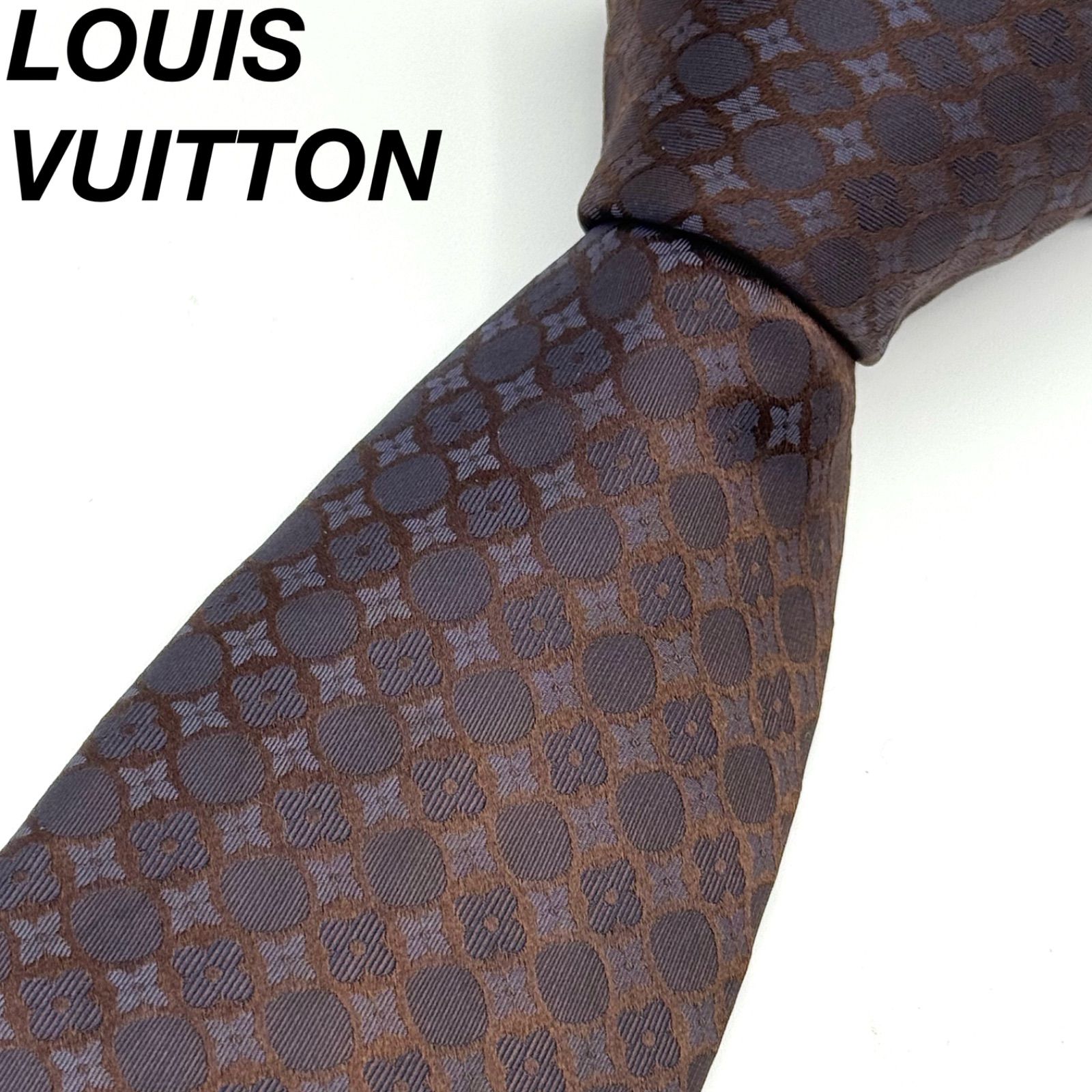 LOUIS VUITTON 家紋柄 ブラウン パープル ネクタイ 1-35b-9 - メルカリ