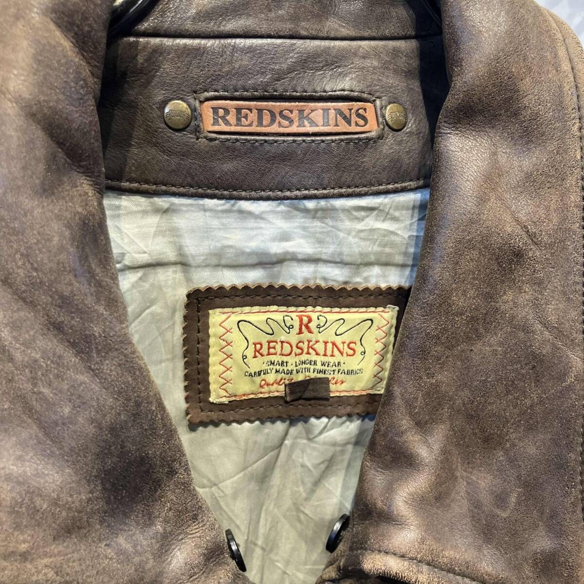 REDSKINS レザーフライトジャケット ブラウン系 XXXLサイズ レッド