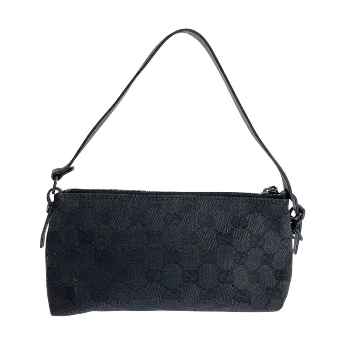 美品 GUCCI グッチ ブラック 黒 シルバー金具 GGキャンバス/レザー