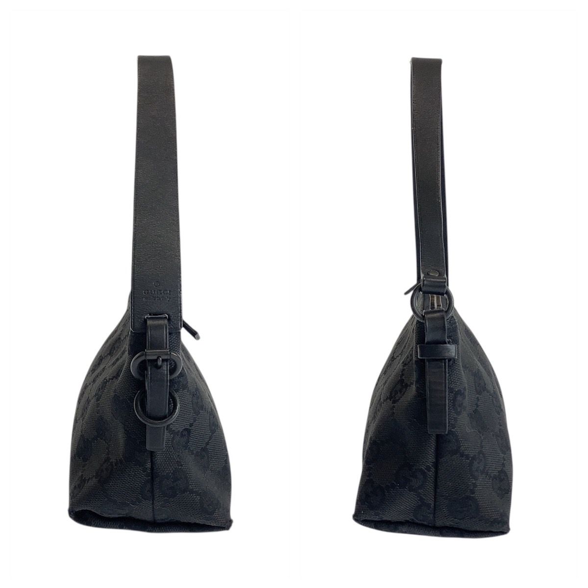 美品 GUCCI グッチ ブラック 黒 シルバー金具 GGキャンバス/レザー