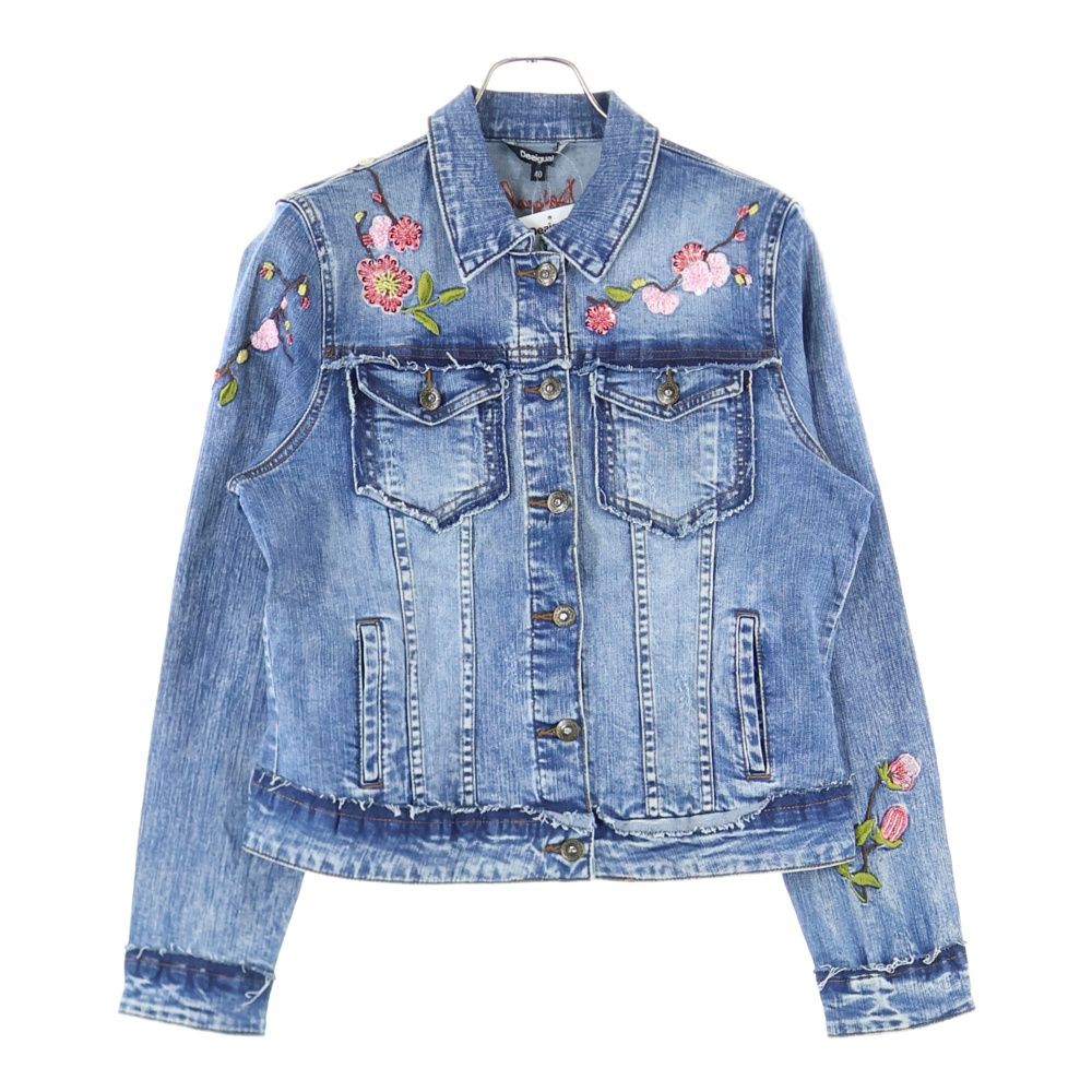 Desigual (デシグアル) 花刺繍 カットオフ加工 デニムジャケット G