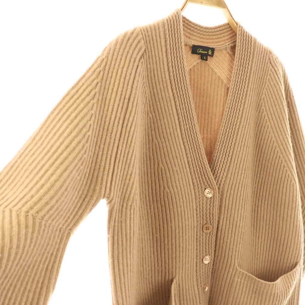 ドゥロワー Drawer 7G畦編みVネック カーディガン ニット カシミヤ混