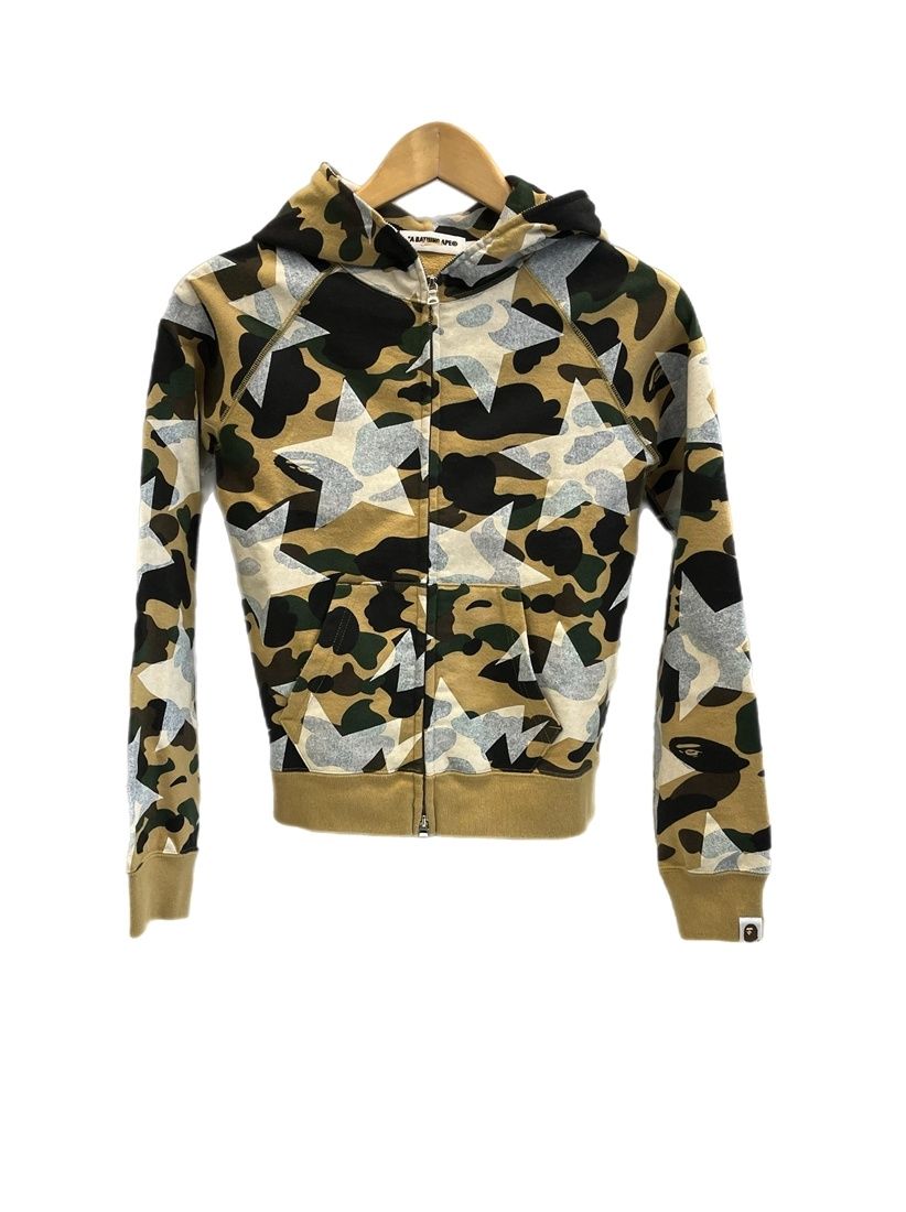 APEE ベージュ ダブルジップアップパーカー スターロゴ　迷彩 ア ベイシング エイプ A BATHING APE classics ベイプ スター カモフラ