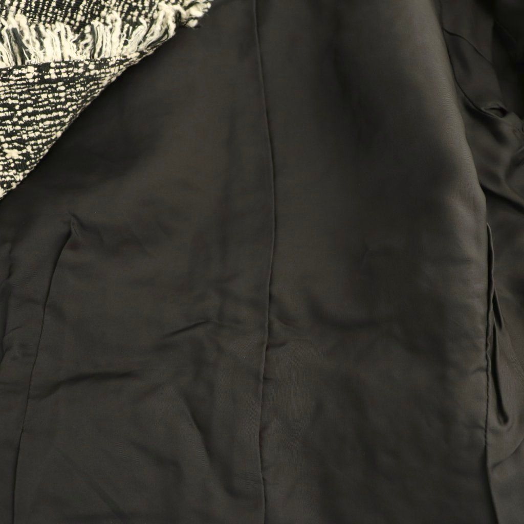 ヨーコチャン YOKO CHAN ノーカラーフリンジツイードジャケット 36