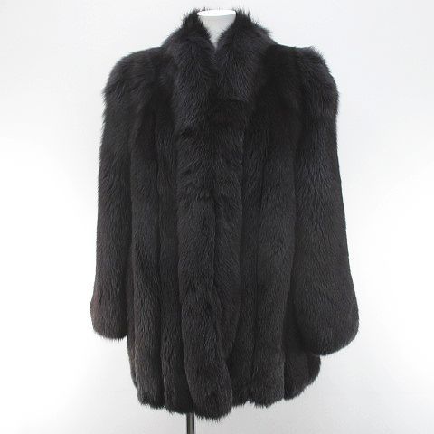 ブラック　フォックス　リアル毛皮のコート サガフォックス SAGA FOX ROYAL 毛皮 フォックス ファー コート ミドル