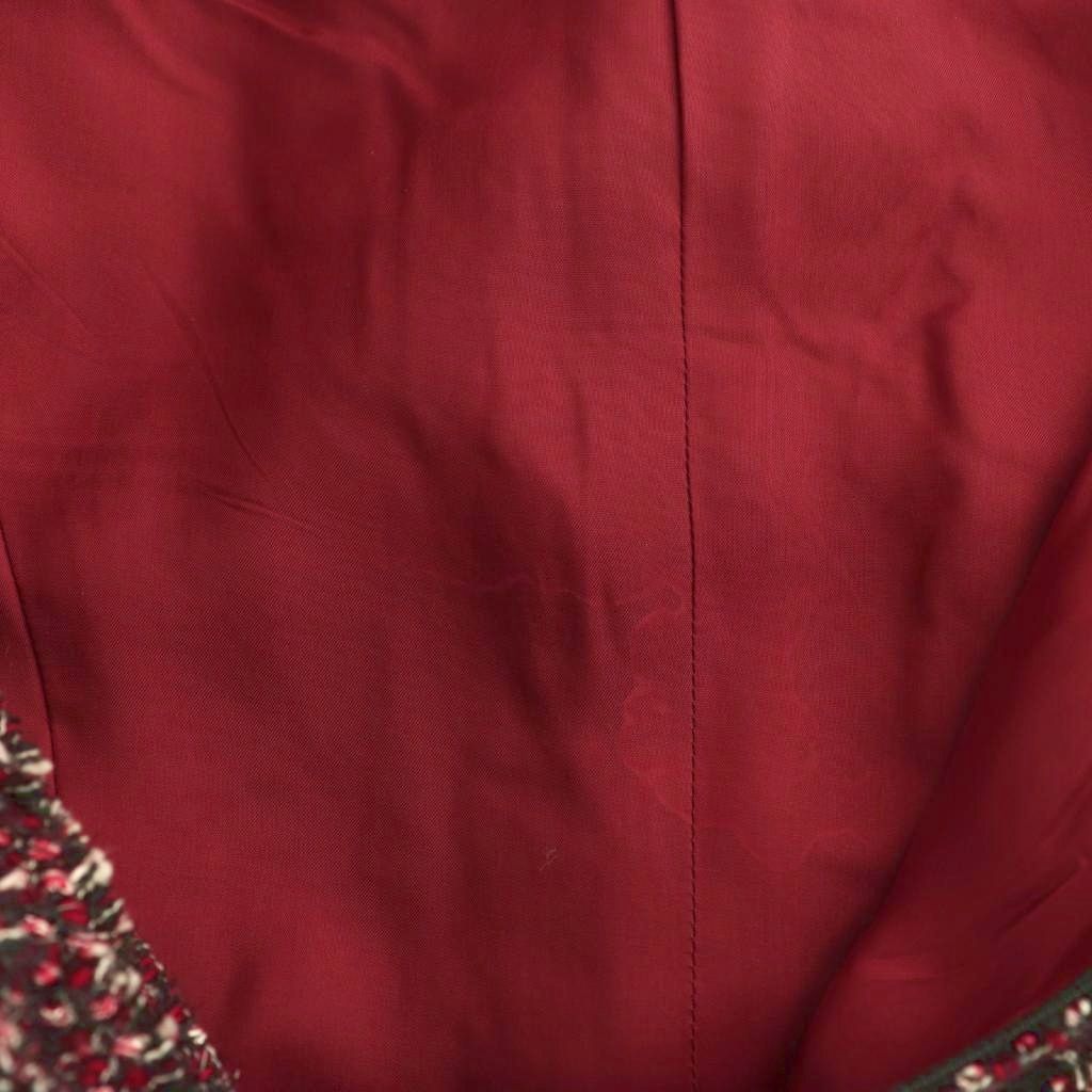 ルネ Rene TISSUE ジップアップ ツイードワンピース 膝丈 34 レッド