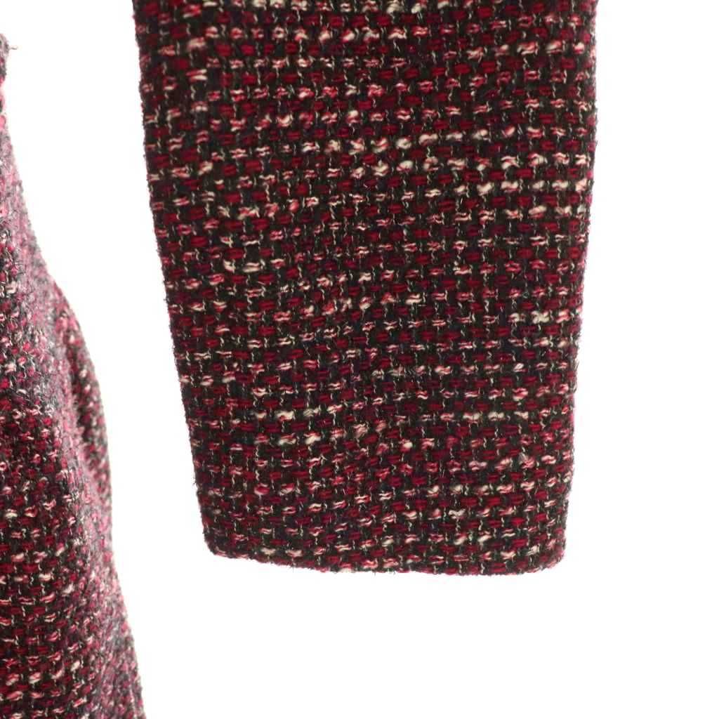 ルネ Rene TISSUE ジップアップ ツイードワンピース 膝丈 34 レッド