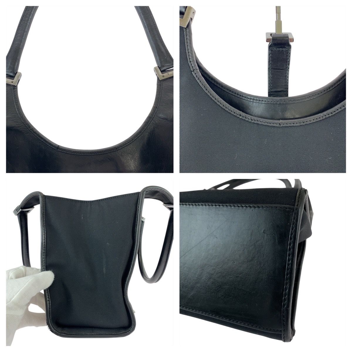 GUCCI グッチ ジャッキー ブラック 黒 シルバー金具 キャンバス/レザー