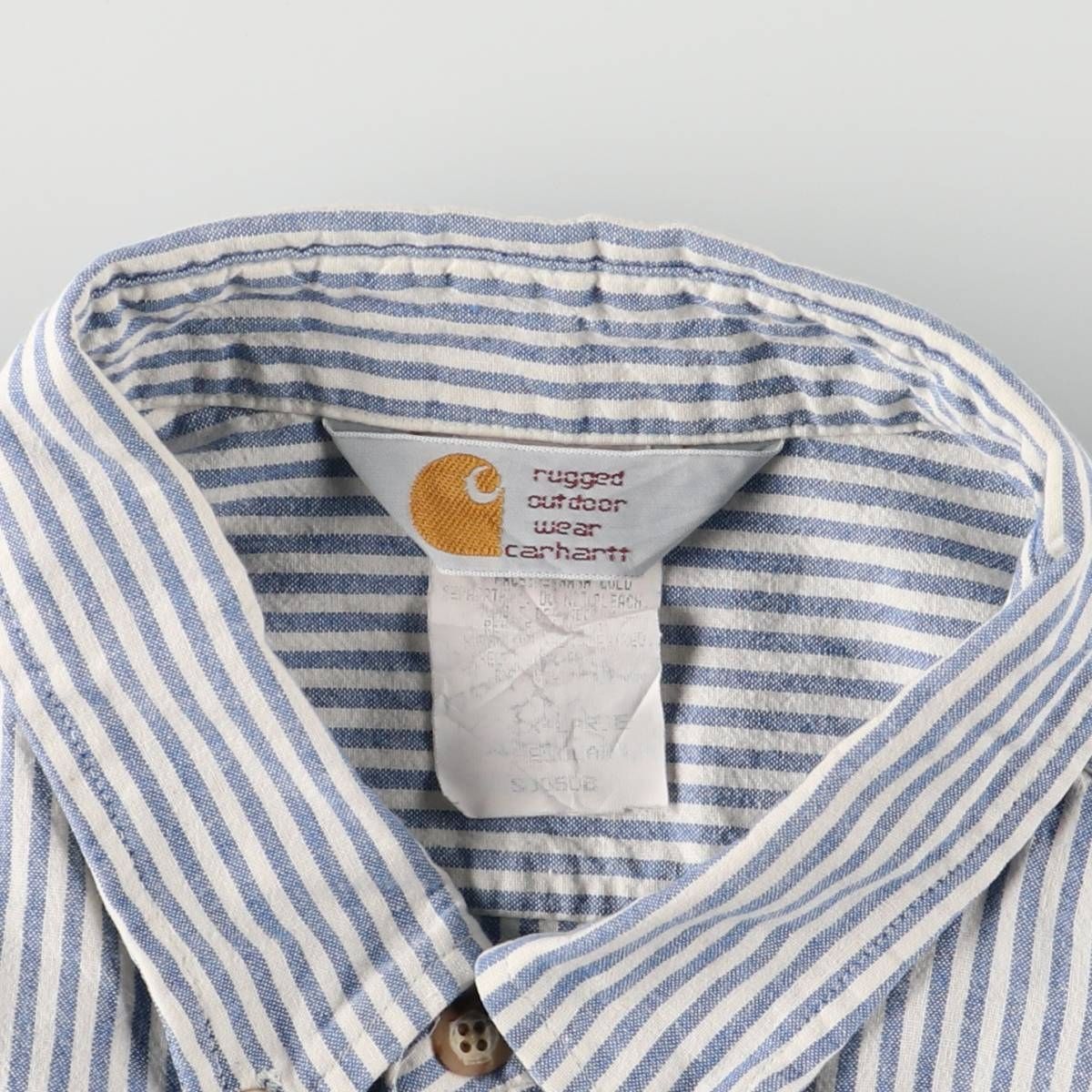古着 カーハート Carhartt ストライプ柄 ボタンダウン 半袖 ワーク