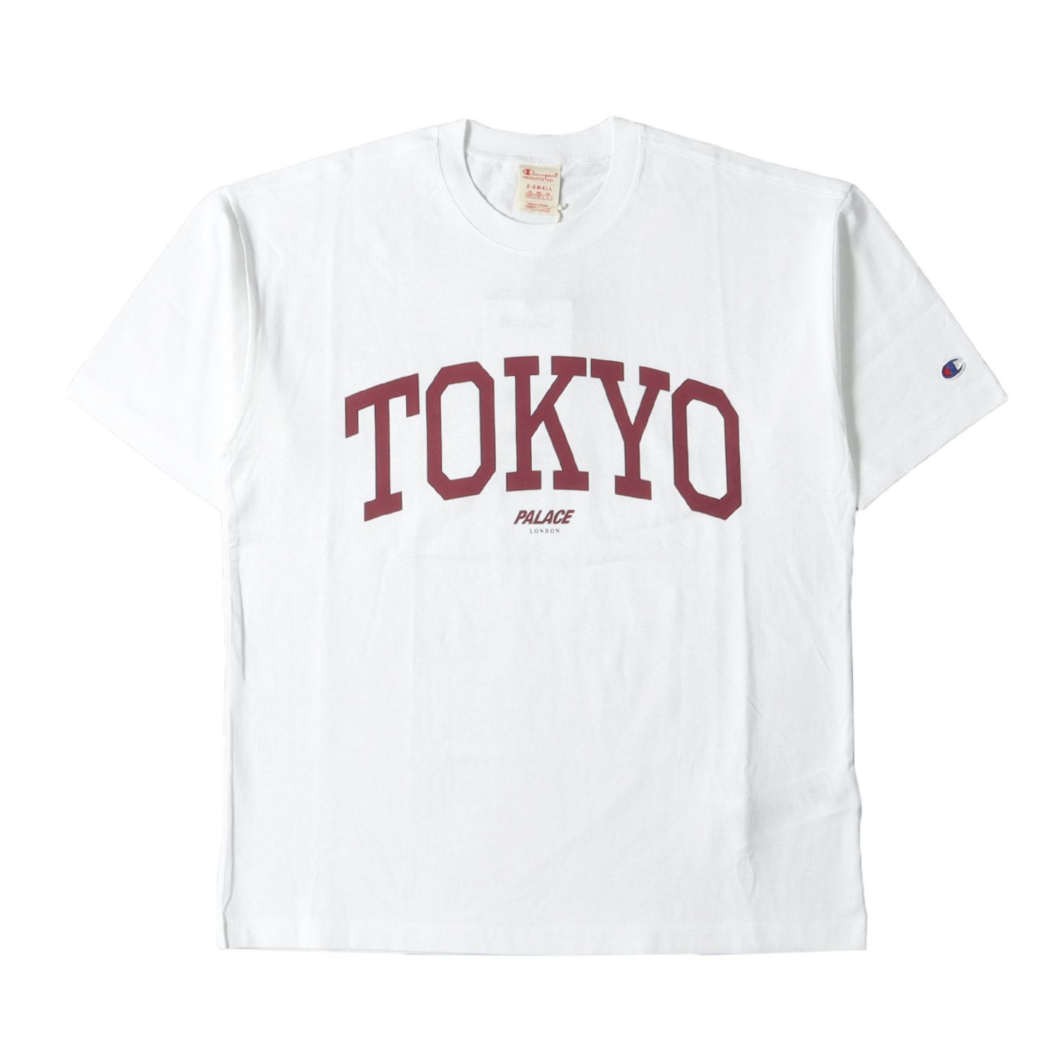 【新品】PALACE パレス Tシャツ サイズ:XS / 23AW Champion 東京限定 カレッジロゴ クルーネック Tシャツ (Shop Tokyo T-shirt) / ホワイト 白 / トップス カットソー 半袖 / コラボ【メンズ】