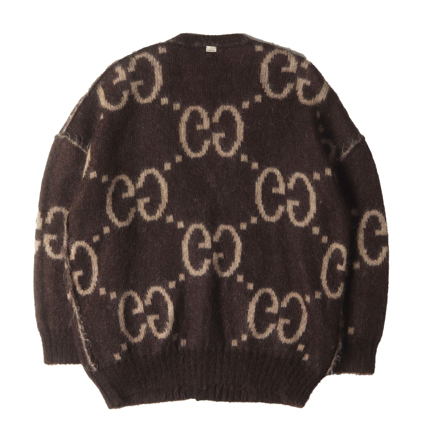 【美品】GUCCI グッチ カーディガン サイズ:L / 現行モデル リバーシブル GG モヘア ウール ニット カーディガン (635160 XKBK2) / ブラウン ベージュ / イタリア製 / トップス セーター【メンズ】【中古】 美品】GUCCI グッチ カーディガン サイズ:L / 現行モデル リバーシブル