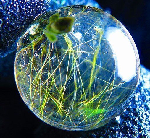 超金運上昇☆天然水晶☆ルチルクォーツ ☆台付き☆丸玉15mm☆tk4296