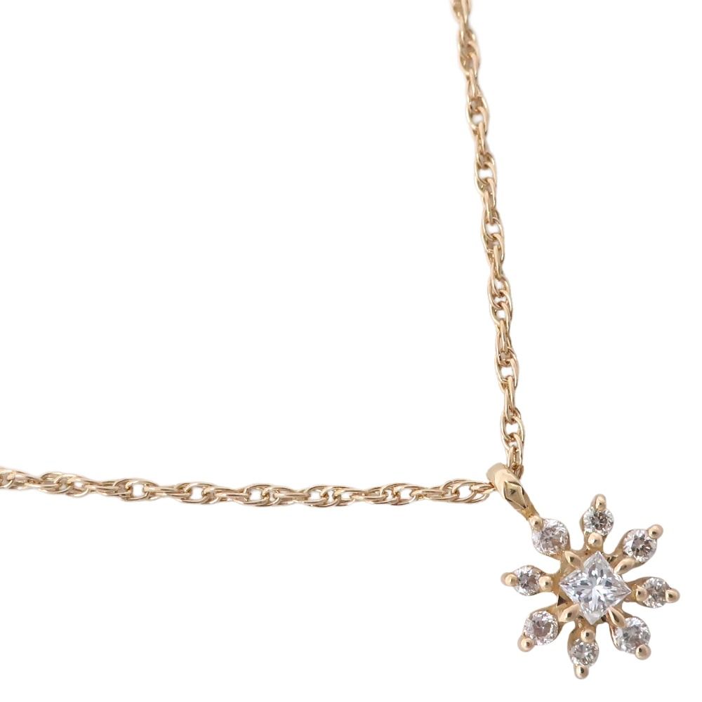 agete】アガット フラワー K18イエローゴールド×ダイヤモンド 0.11