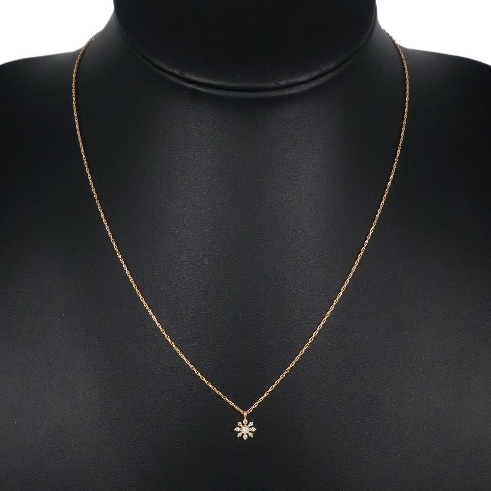 agete】アガット フラワー K18イエローゴールド×ダイヤモンド 0.11