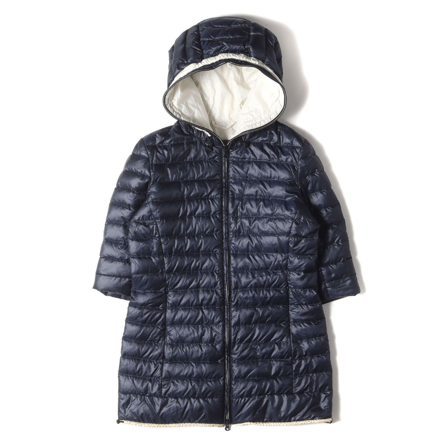 DUVETICA（デュベティカ） ダウンジャケットフード付き　サイズ44 DUVETICA ネイビー ダウンジャケット フードファー付き サイズ44