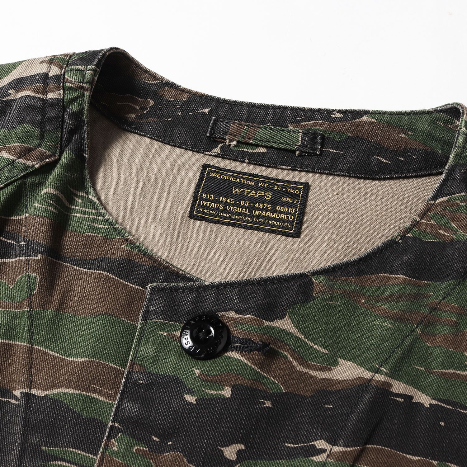 WTAPS ダブルタップス タイガーカモ ノーカラー ミリタリーシャツ